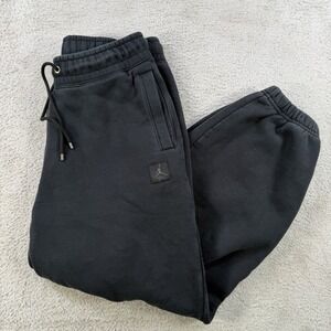 Air Jordan Joggers Mens Small Black Fleece Loose Fit Drawstring Gym Sweatpants